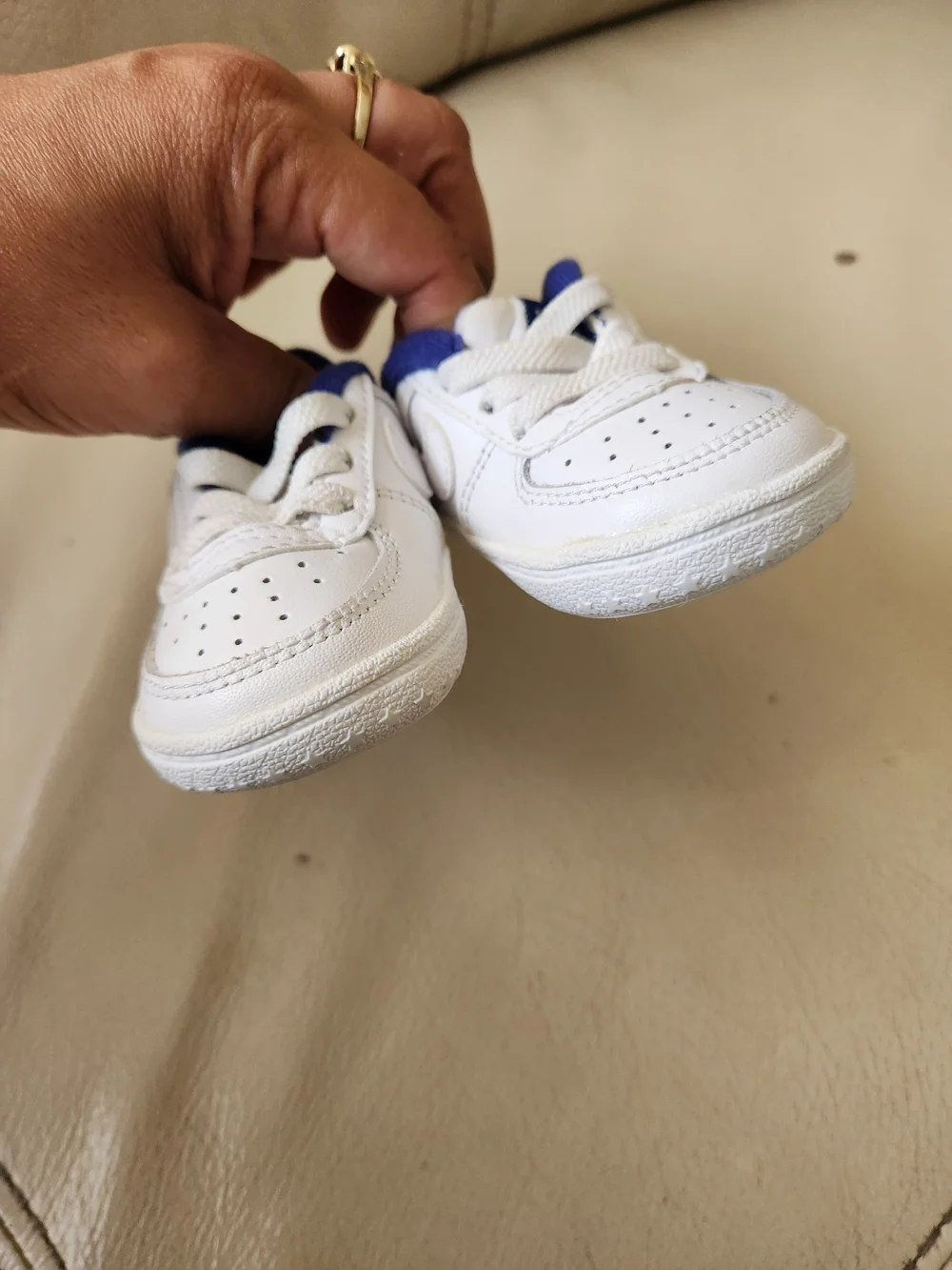 Nike White and Royal Blue Baby Walker Sneakers
